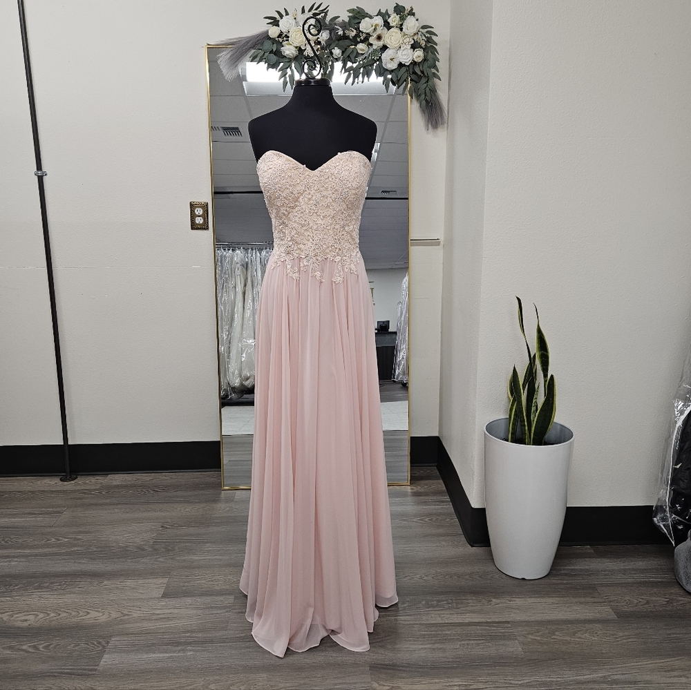 Elegant Blush Strapless Evening Gown